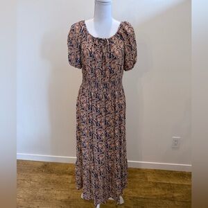 Lark+Grey Milkmaid Maxi Dress size Large Paisley Boho Coquette Western Romantic